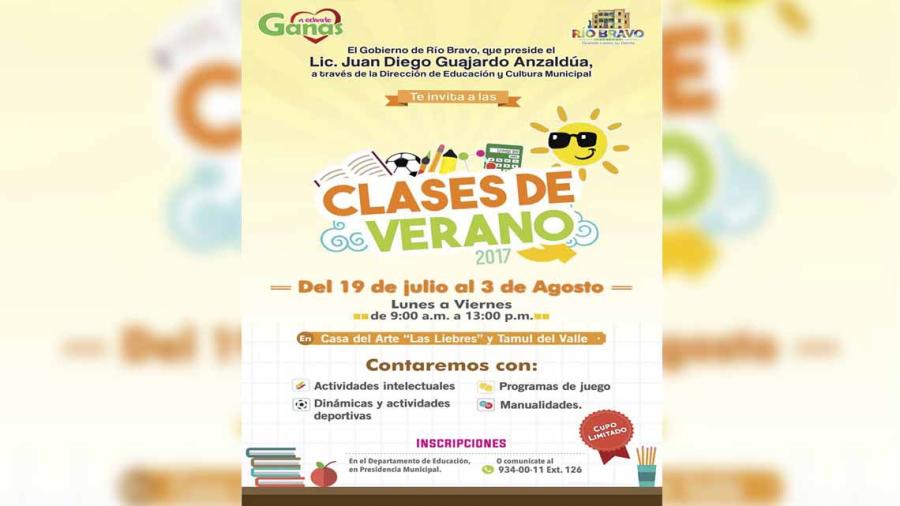 Invita Ayuntamiento a "Clases de Verano 2017"