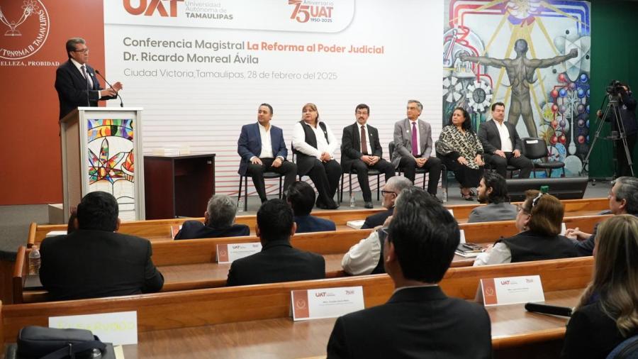 Ricardo Monreal expone en la UAT conferencia sobre la reforma al Poder Judicial