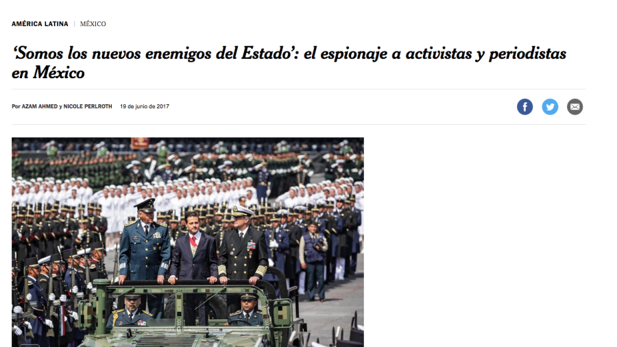 NYT acusa a gobierno mexicano de espionaje a periodistas y activistas