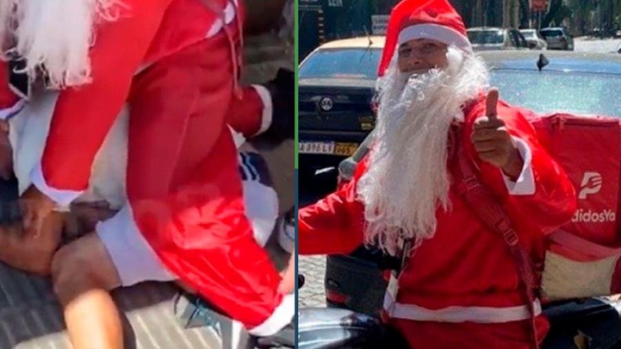 Repartidor vestido de Santa Claus se vuelve viral tras detener a ladrón