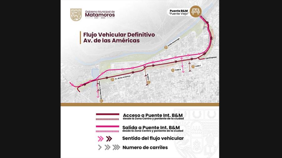 Informa Gobierno de Matamoros circulación definitiva en área del Puente Viejo Internacional