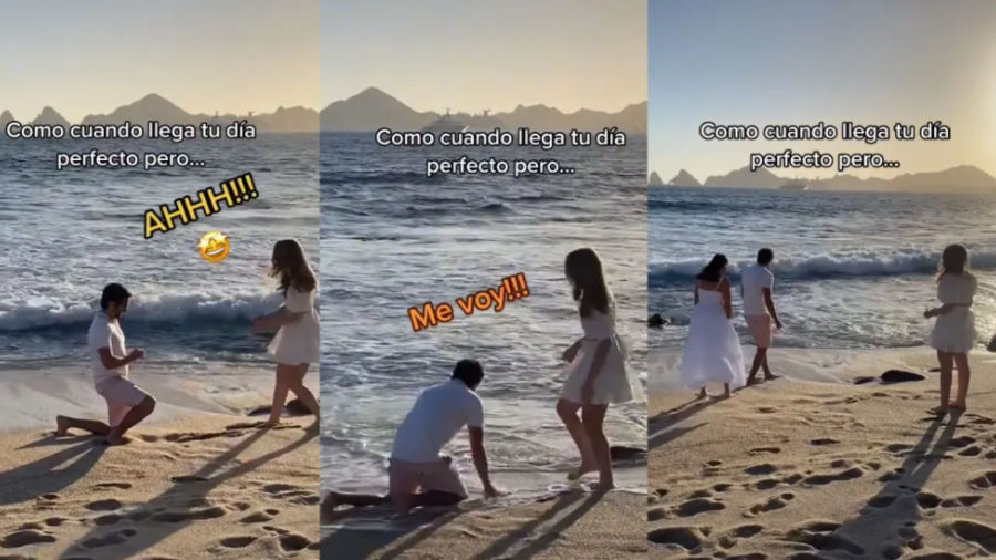 Hombre pide matrimonio en la playa y pierde el anillo en el mar