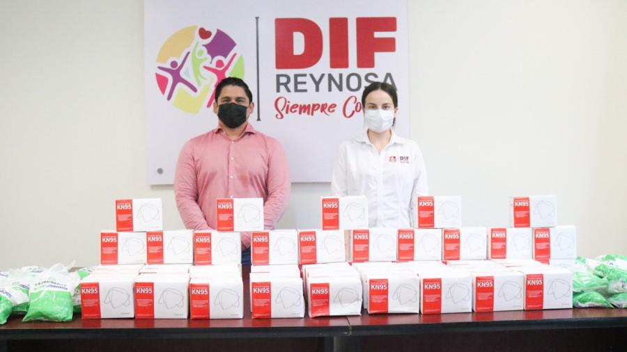 Recibe DIF Reynosa donación de cubrebocas
