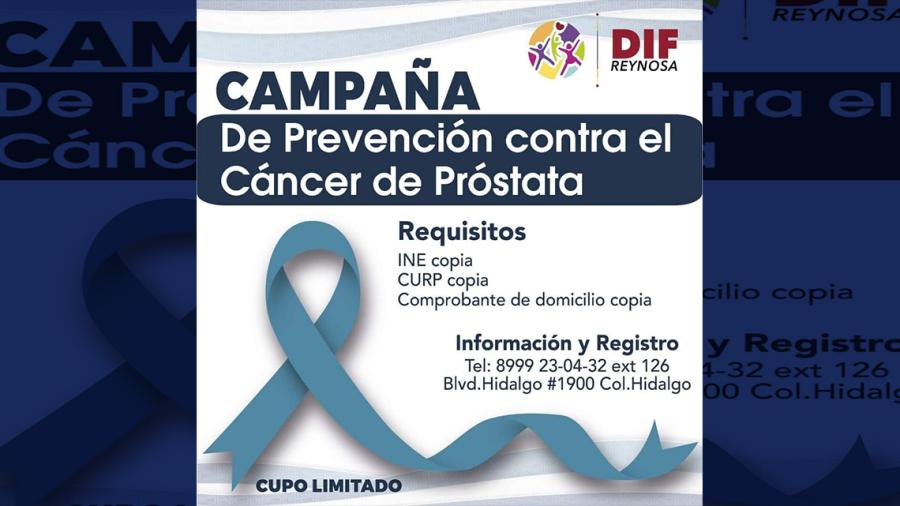 Ofrece DIF-Reynosa campaña gratuita contra cáncer de próstata 