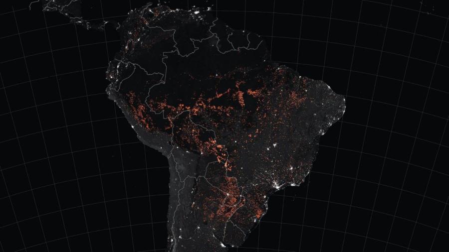 NASA captura mapa del Amazonas visto desde la noche