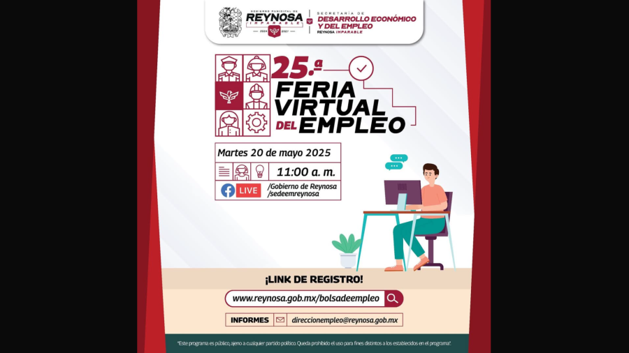 Invita Alcalde Carlos Peña Ortiz a la 25ª Feria Virtual del Empleo este martes