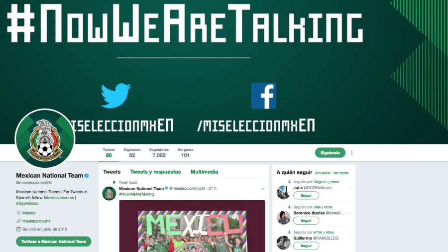 La Selección Mexicana estrena twitter en inglés