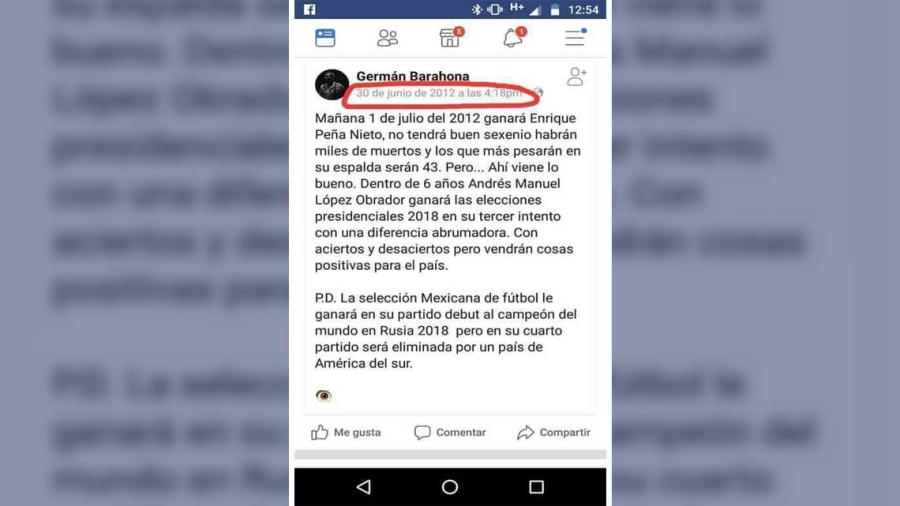 Circula en redes "estado predicción" en Facebook