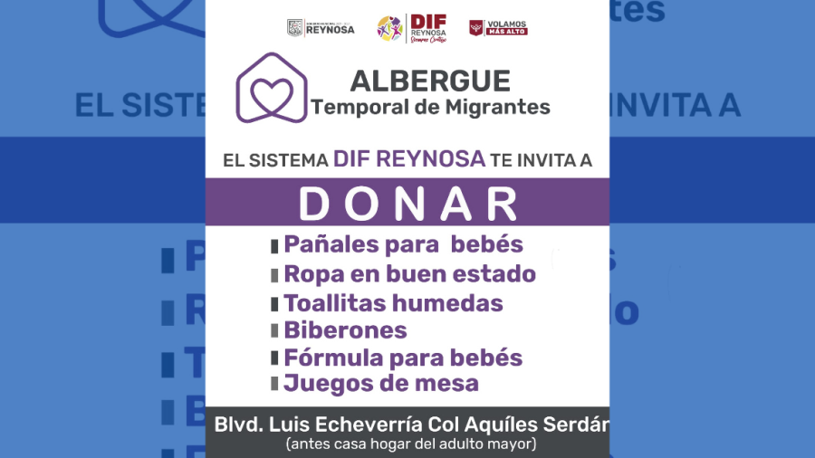 Llama DIF Reynosa a donar artículos en Albergue Temporal 