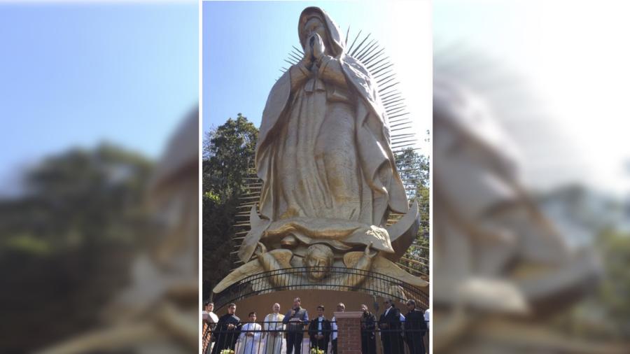 Develan en Edomex imagen monumental de la Virgen de Guadalupe