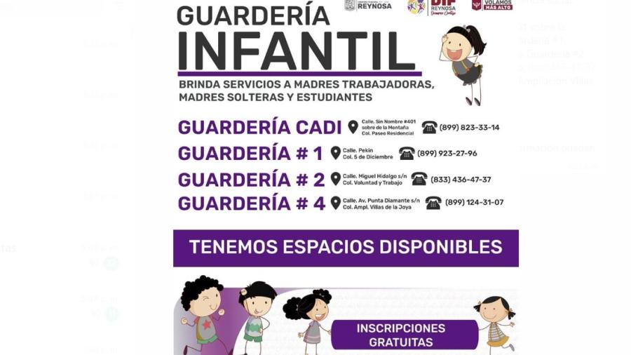 Inscripciones gratuitas en  Guarderías DIF Reynosa 