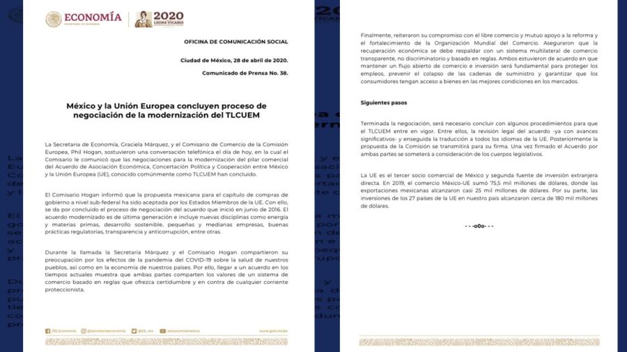 México y UE concluyen proceso de negociación para la modernizacion del TLCUEM