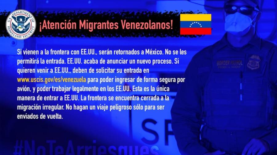Gobierno estadounidense emite mensaje para migrantes venezolanos 