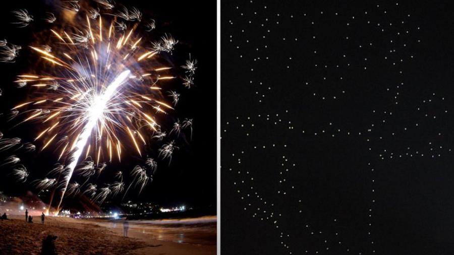 Reemplazan los fuegos artificiales por drones en EE.UU.
