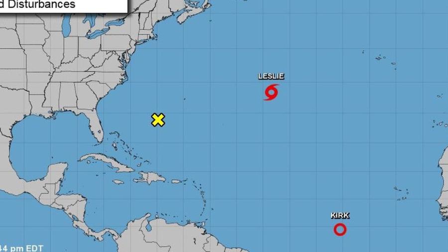 Se forma tormenta tropical Leslie y Kirk se disipa en Atlántico