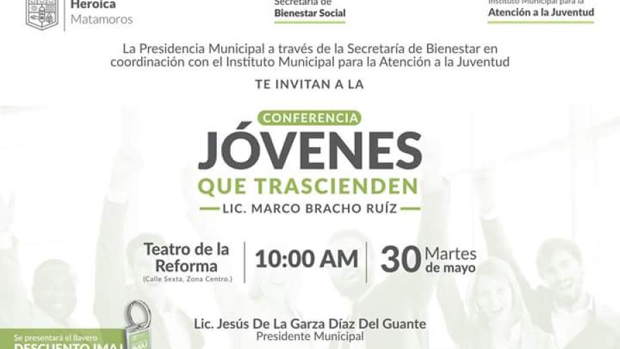 Invitan a conferencia "J&oacute;venes que trascienden"