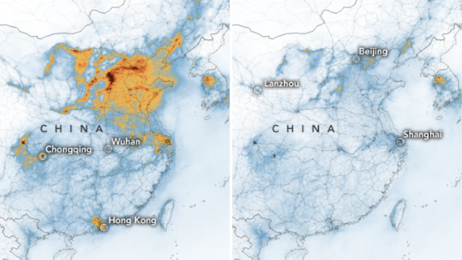 Así se ve la disminución de contaminación del aire en China desde el espacio