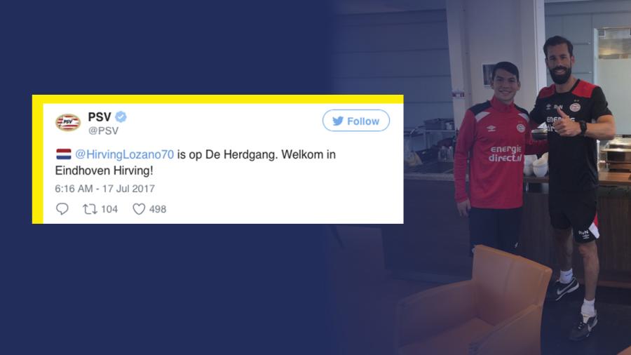 Hirving Lozano es recibido por Van Nistelrooy en el PSV