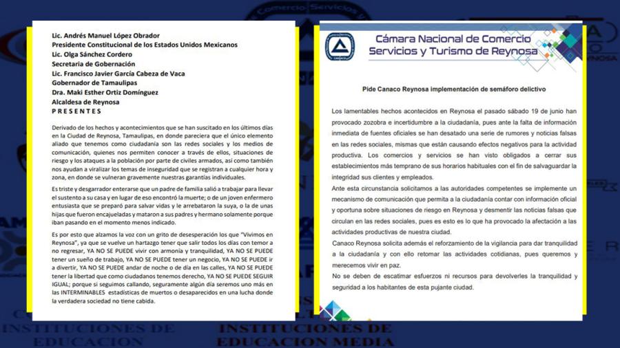 Demandan cámaras y organismos garantías de seguridad para Reynosa 