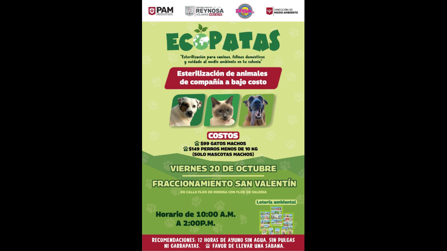 Programa EcoPatas llegará a Fraccionamiento San Valentín