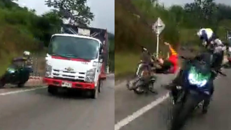 Motociclista atropella a un ciclista en la carretera