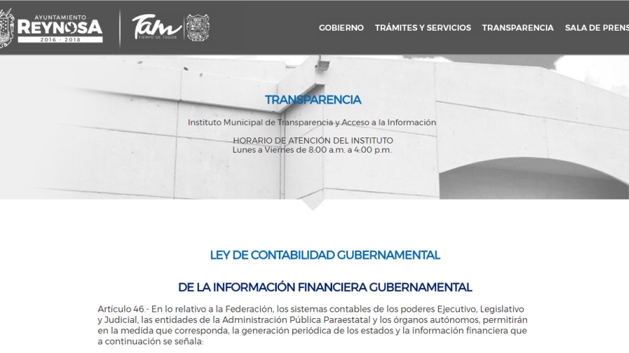 Reynosa aventaja a municipios del estado en transparencia