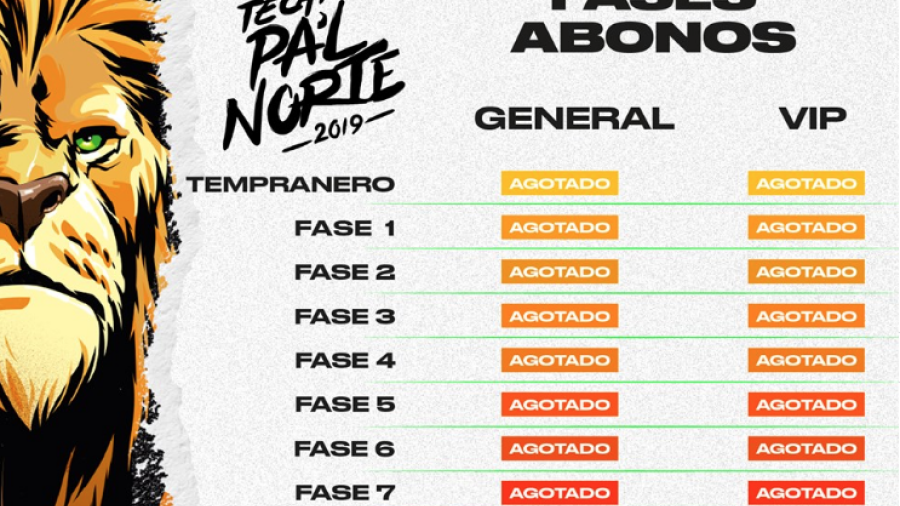 &iexcl;P&aacute;l Norte Agota boletos en 4 horas!