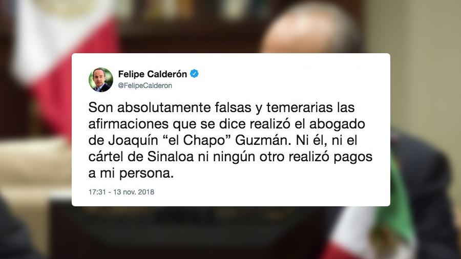 Calderón niega haber recibido soborno alguno de "El Chapo"