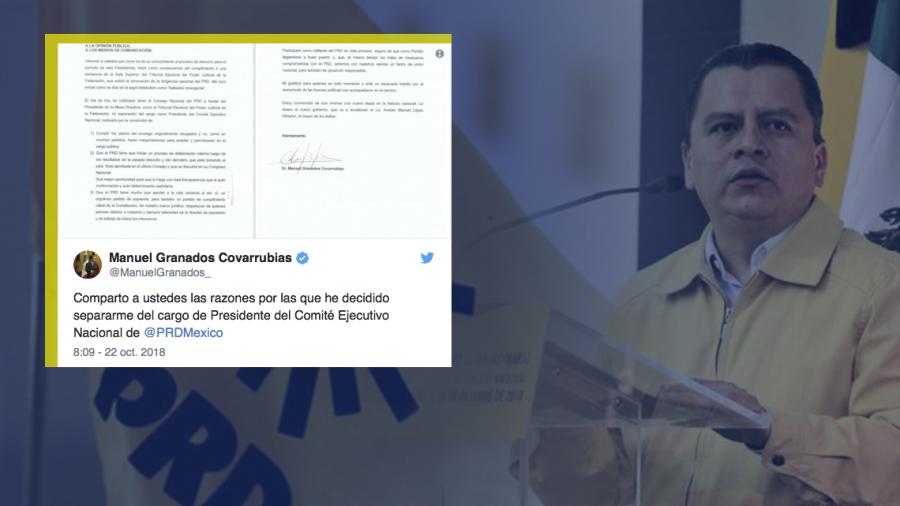 Manuel Granados renuncia a la dirigencia del PRD