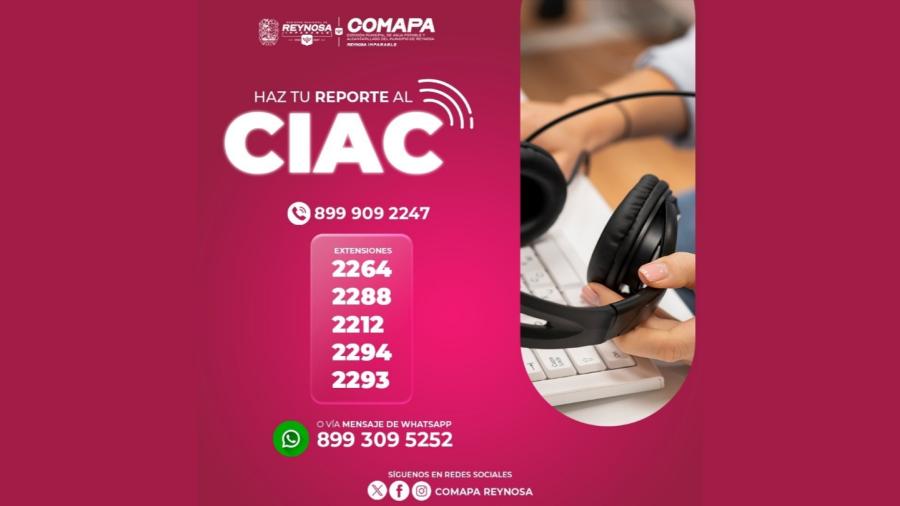 Invita COMAPA a realizar reportes de agua potable o drenaje a través de las líneas del CIAC