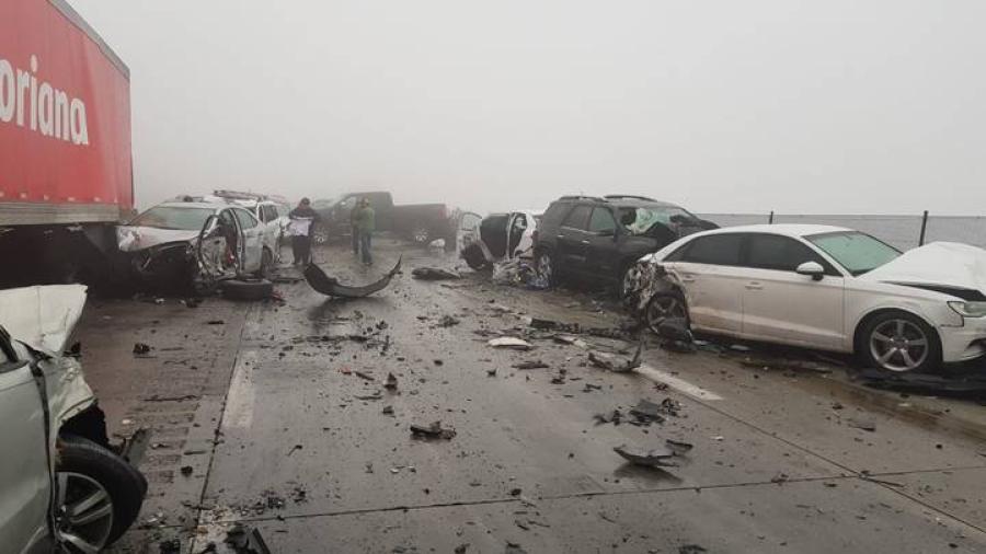 Accidente automovilístico de al menos 20 vehículos en autopista Monterrey-Saltillo