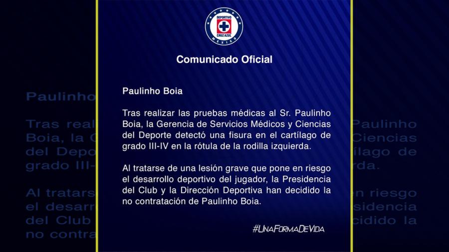 ¡Se cae la negociación! Cruz Azul cancela contratación de Paulinho Bóia