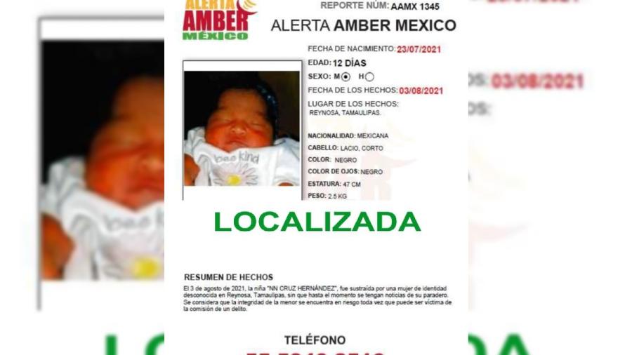 Localizan a bebé robada en Reynosa; desactivan Alerta Amber