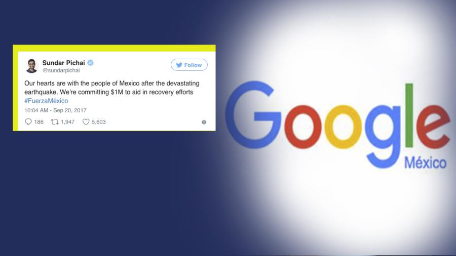 Google dona un millón de dólares por sismo en México