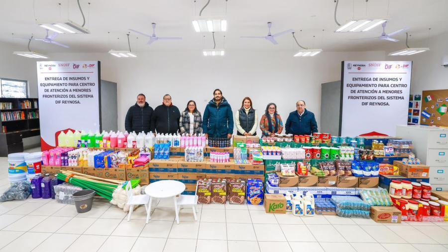 Entrega de insumos y equipamiento para centro de atención a menores fronterizos del sistema DIF de Reynosa