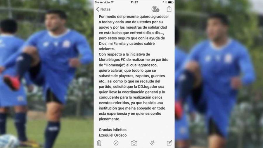 Agradece 'Cheque' Orozco muestras de apoyo de la familia futbolera