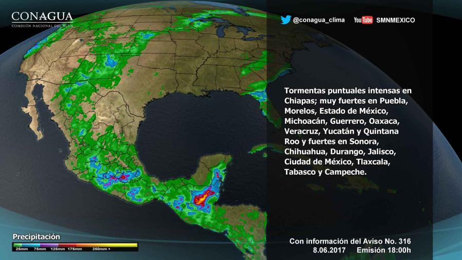 Continuarán lluvias en varios estados del país