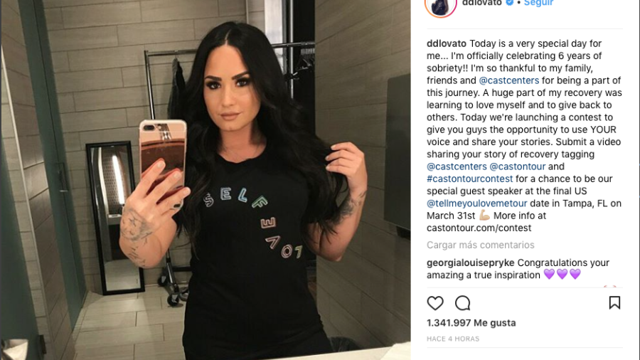 Demi Lovato celebra seis años sobria