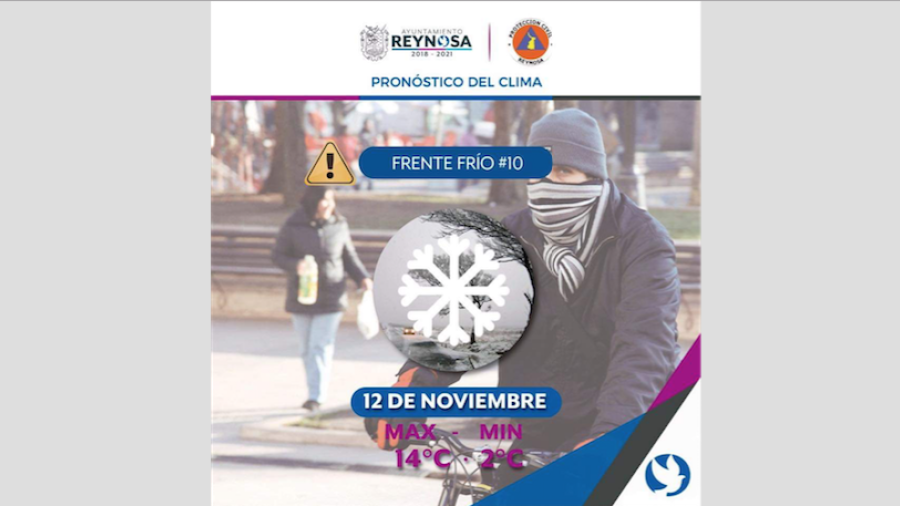 Causará frente frío número 10 descenso en la temperatura