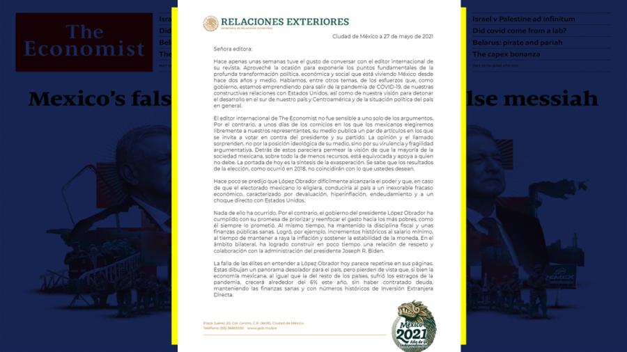 Envía gobierno de México carta a “The Economist” tras portada sobre López Obrador 