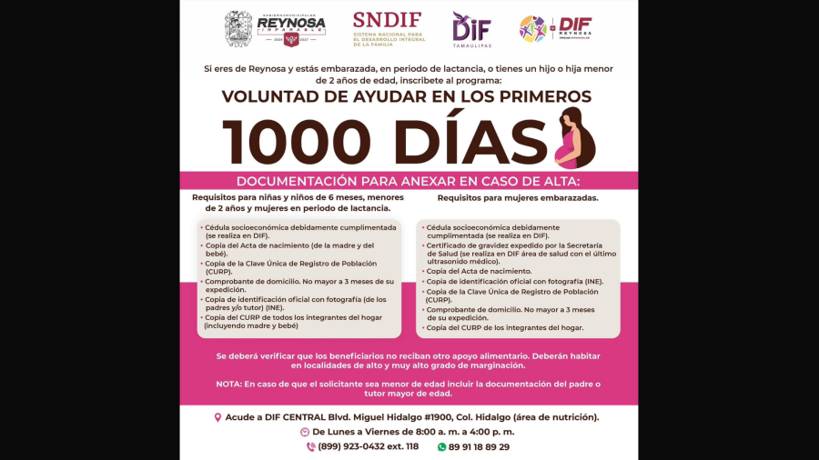 Invita DIF-Reynosa a registrarse al programa “Voluntad de Ayudar en los Primeros 1000 Días”