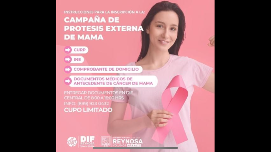 Llama DIF Reynosa a registrarse a Campaña de Prótesis Externa de Mama