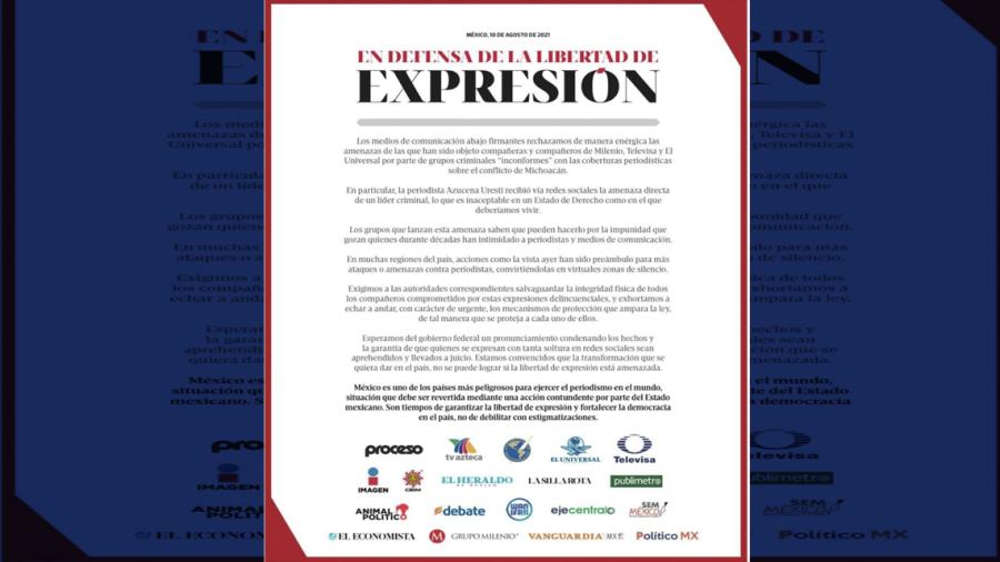 Medios exigen protección a periodistas, tras amenaza de grupo delictivo 