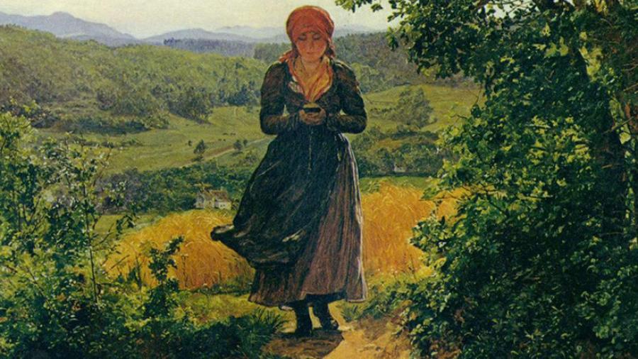 ¿Un teléfono móvil en pintura del siglo XIX?