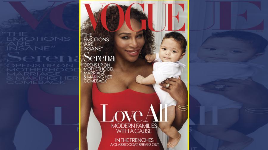 Serena Williams posa con su hijita en Vogue