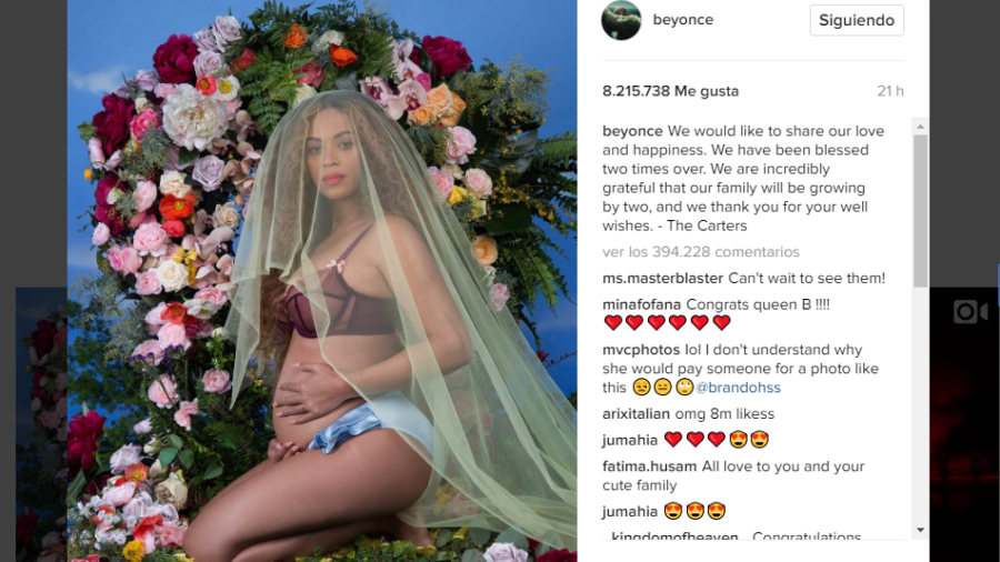 Beyoncé rompe el récord con foto de embarazo