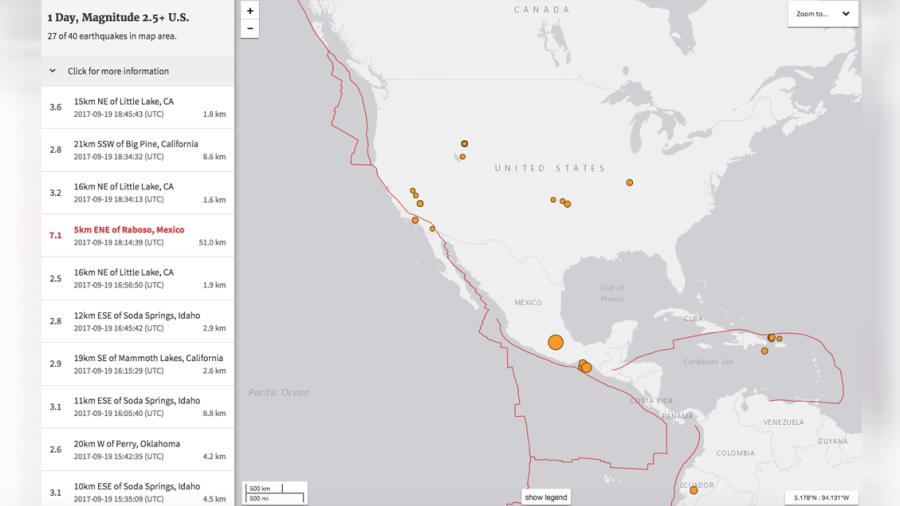 Se registran temblores en todo el Continente Americano