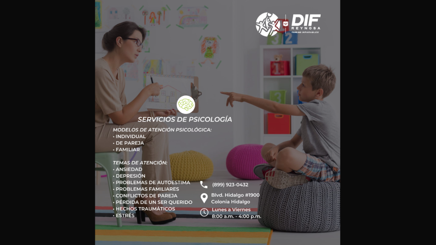Ofrece DIF Reynosa servicios de psicología en apoyo de las familias