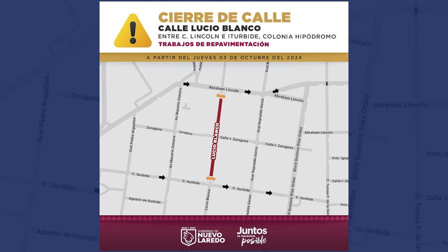 Anuncian cierre de vialidad por trabajos de repavimentación en colonia Hipódromo