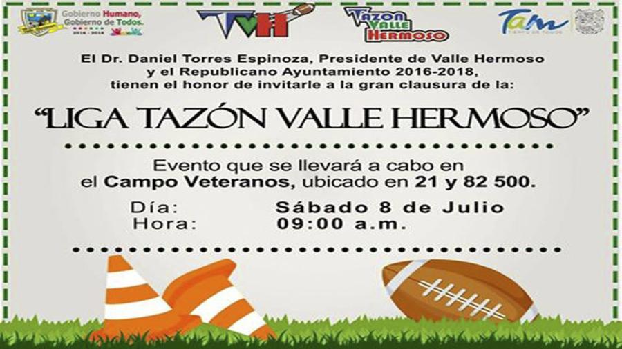 Ayuntamiento invita a "Liga Tazón Valle Hermoso”